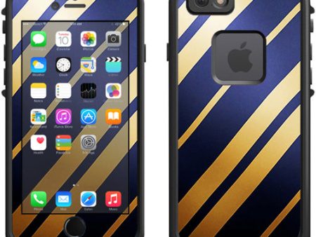 Blue Gold Stripes Lifeproof Fre iPhone 6 Skin For Cheap