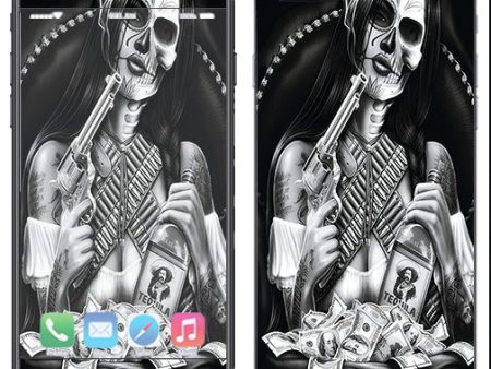 Skull Girl Gangster, Day Of The Dead Apple  iPhone 7+ Plus   iPhone 8+ Plus Skin Discount