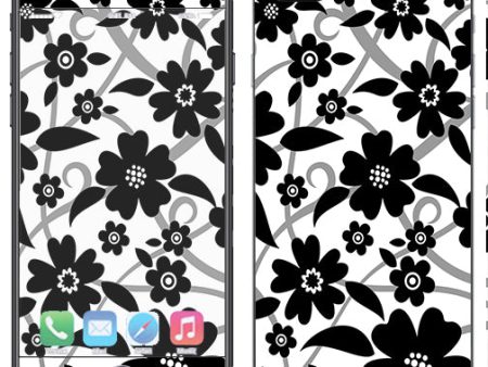 Black White Flower Print Apple  iPhone 7+ Plus   iPhone 8+ Plus Skin Online now