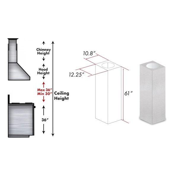 ZLINE 61 in. DuraSnow Stainless Steel Chimney Extension for Ceilings up to 12.5 ft. (8GL14iS-E) Cheap